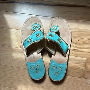 Jack Rogers Sandals Teal and Gold